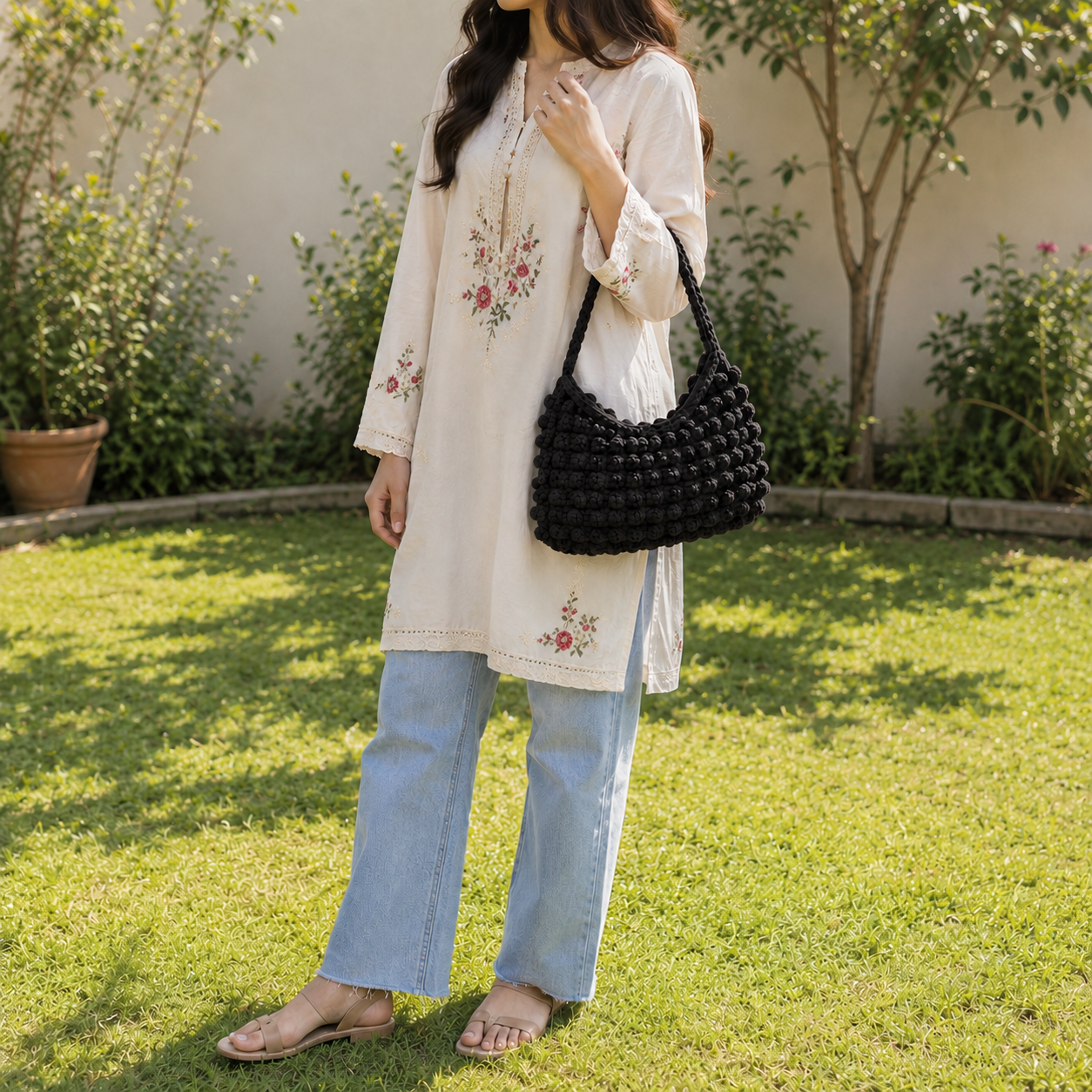 Handmade Crochet Shoulder Bag for Women
