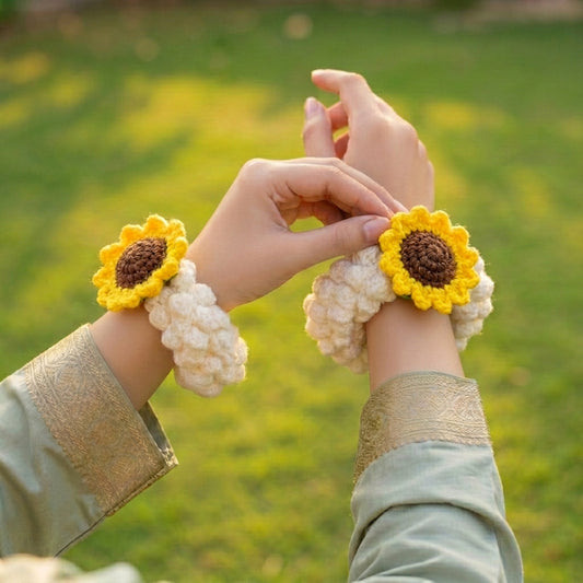Handmade Crochet Sunflower Hand Gajra