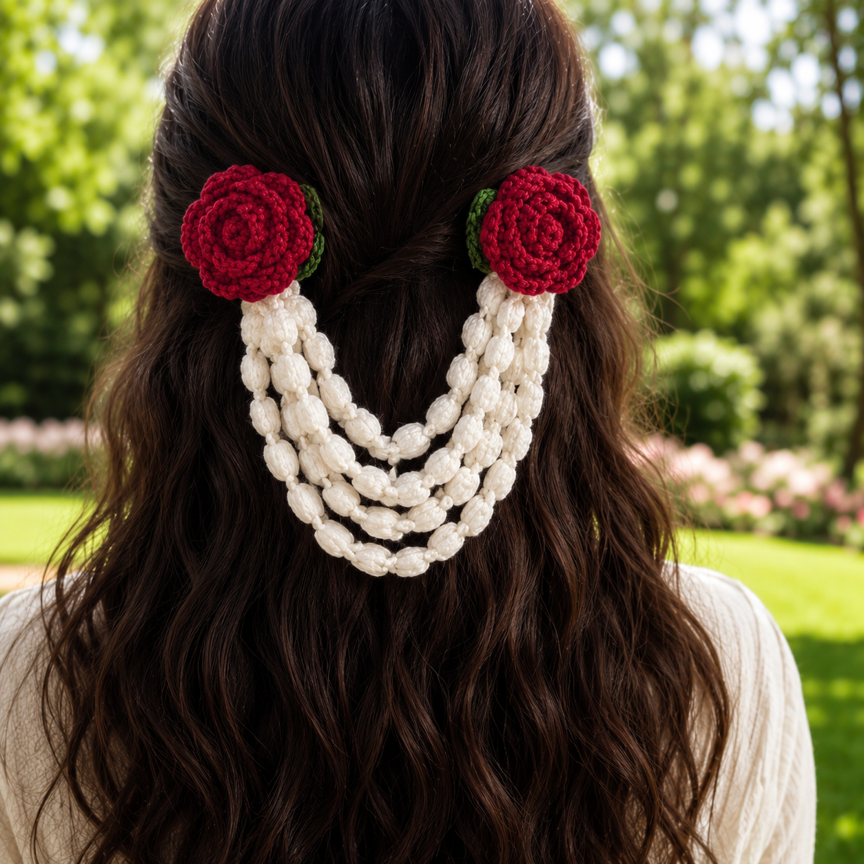 Crochet Rose & Motia Hair Accessory for Women